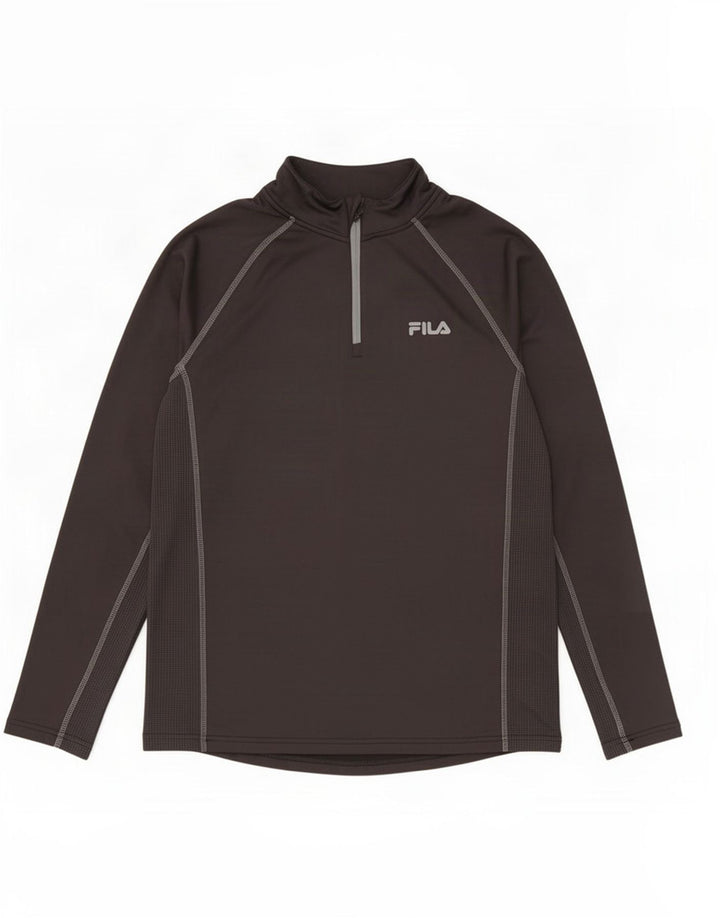 Fila Mens Zip Neck Pullover Treino Top Médio Poliéster Preto