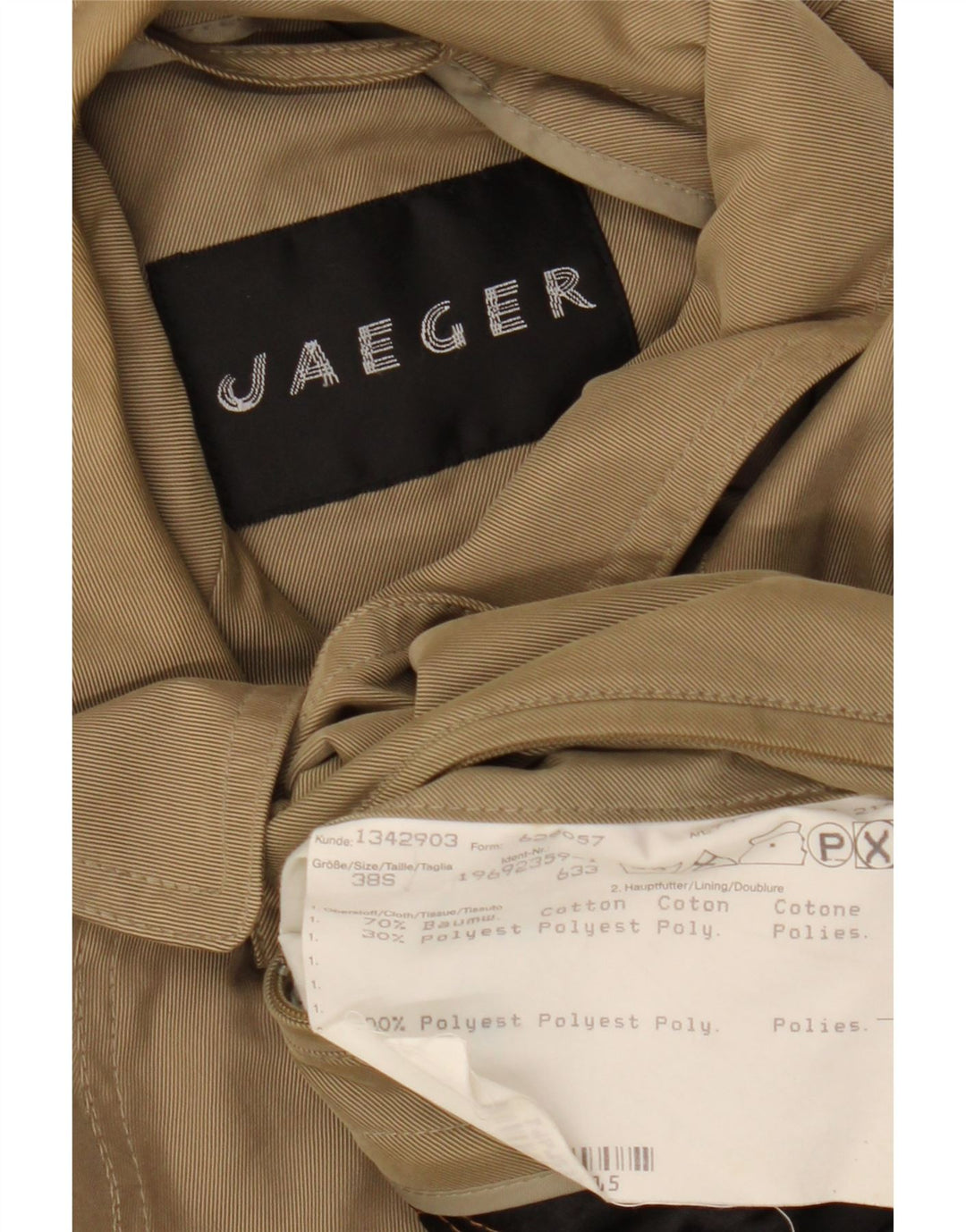 Sobretudo masculino Jaeger Loose Fit UK 38 algodão bege médio