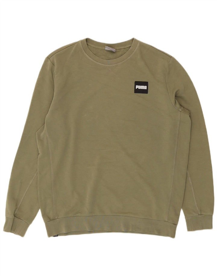 PUMA Mens Moletom Jumper Médio Algodão Cáqui