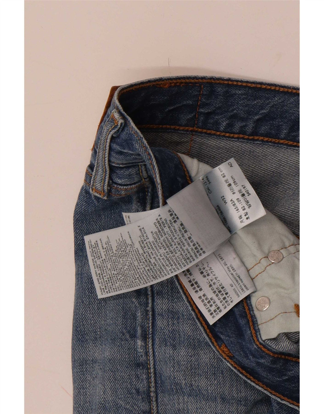 Shorts jeans feminino 501 da Levi's W32 grande algodão azul