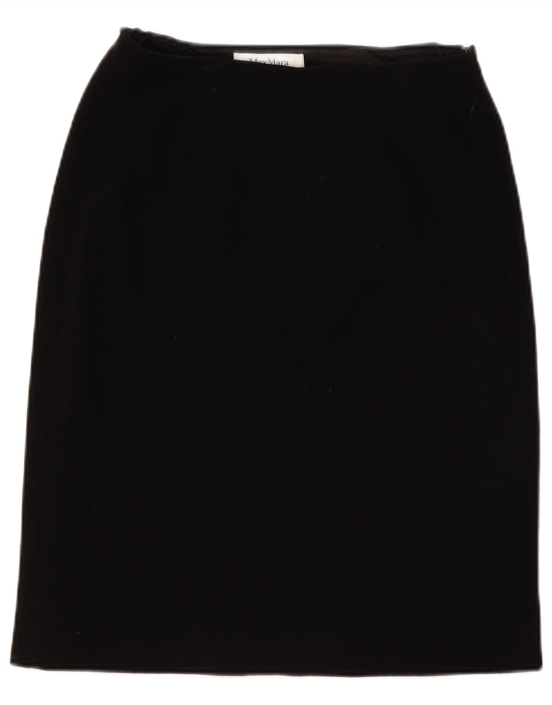 Saia reta feminina Max Mara Reino Unido 12 médio W28 lã preta