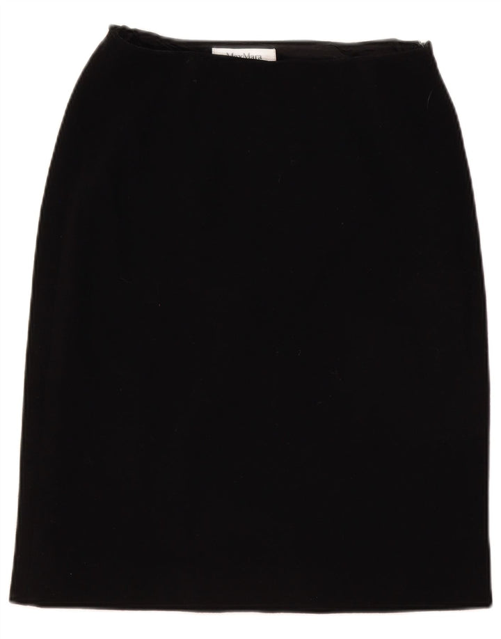 Saia reta feminina Max Mara Reino Unido 12 médio W28 lã preta
