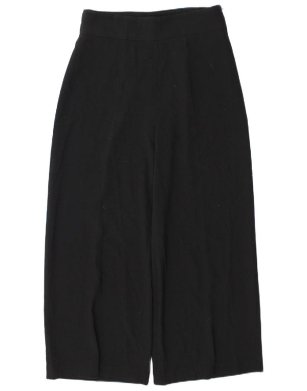 Zara Calça feminina casual cintura alta perna larga médio W28 L26 preta