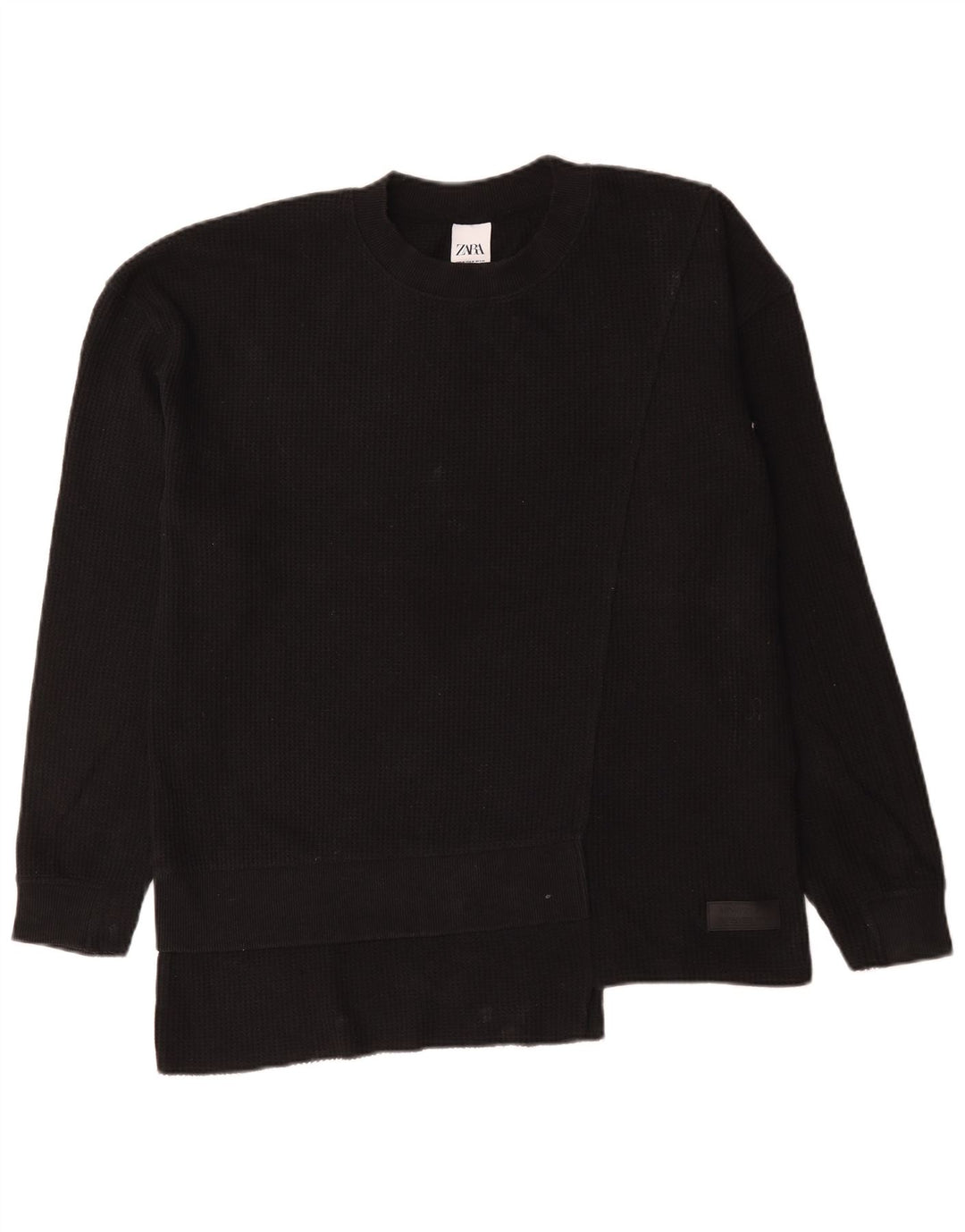 Zara Suéter masculino com gola redonda, algodão preto médio