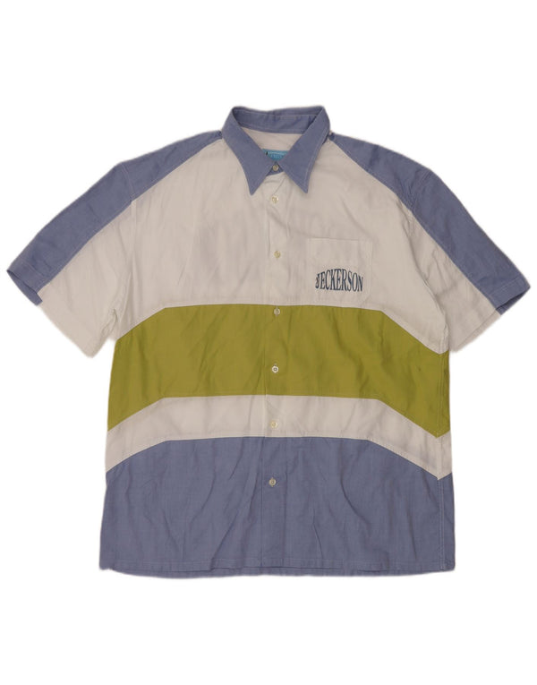 JECKERSON Mens Graphic Short Sleeve Shirt XL Blue Colourblock