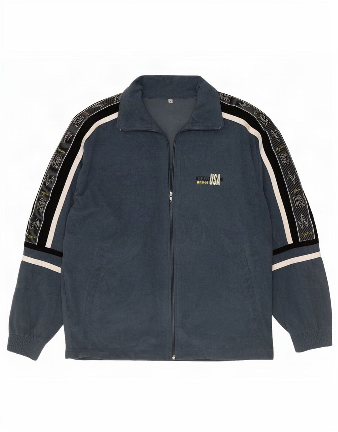 Brugi Mens Graphic Velour Tracksuit Top Jacket pequeno bloco cinza