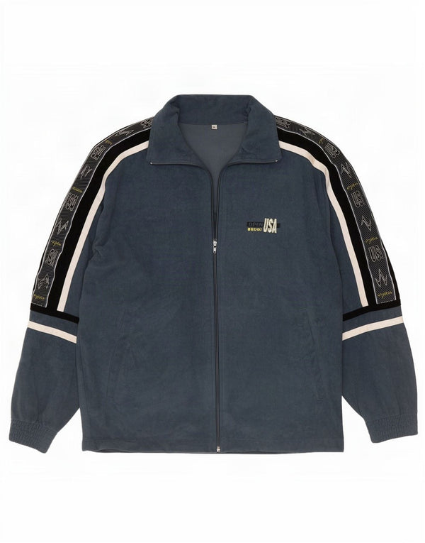 Brugi Mens Graphic Velour Tracksuit Top Jacket pequeno bloco cinza