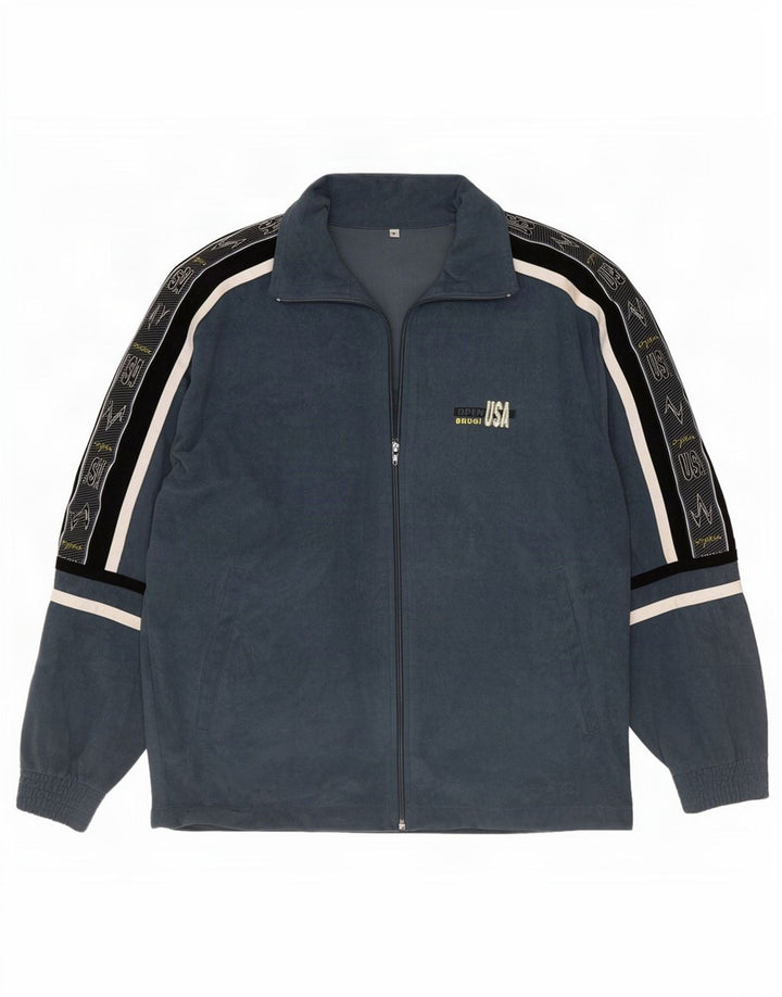 Brugi Mens Graphic Velour Tracksuit Top Jacket pequeno bloco cinza