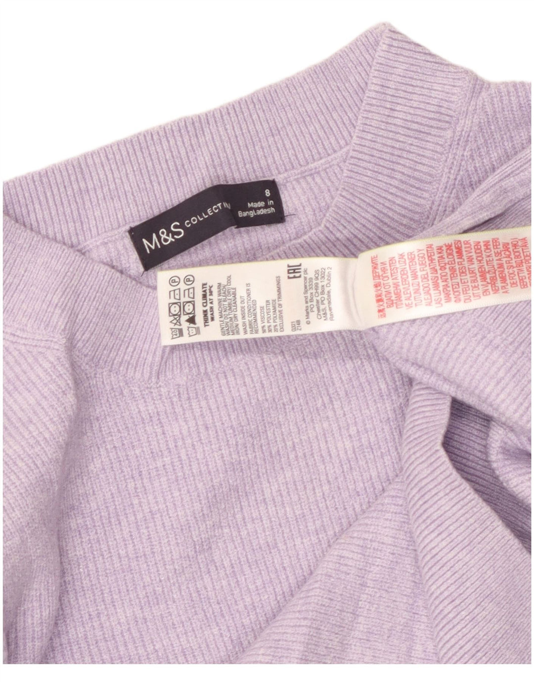 Suéter feminino Marks & SPENCER com gola redonda e gola redonda, tamanho 8, pequeno, roxo