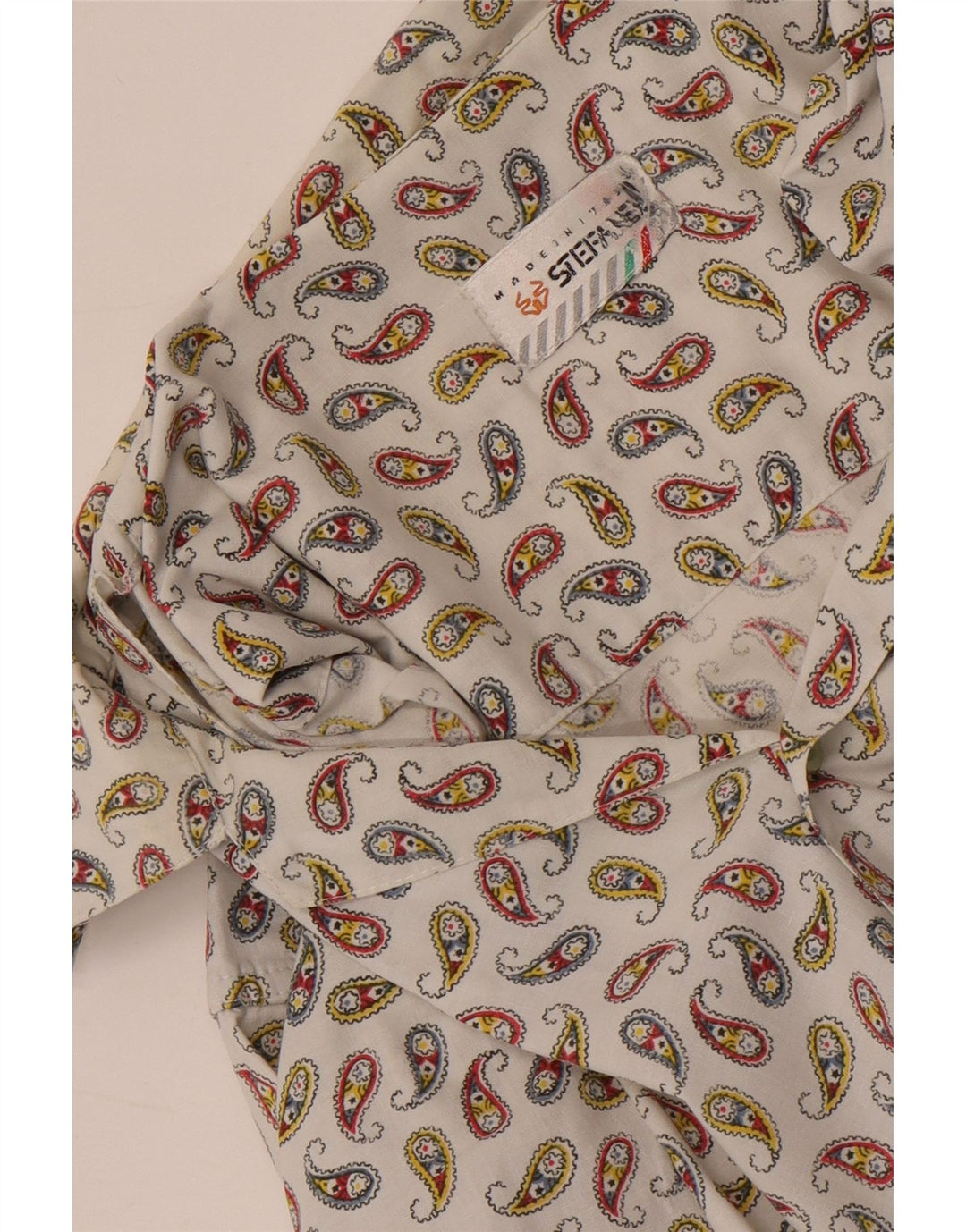 Camisa masculina de manga curta Stefanel grande branca Paisley