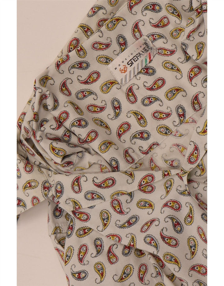Camisa masculina de manga curta Stefanel grande branca Paisley