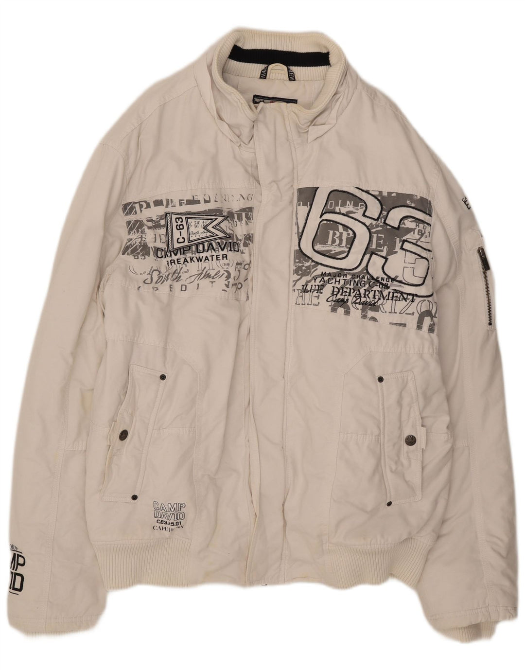 Jaqueta bomber masculina Camp David UK 46 3XL algodão branco