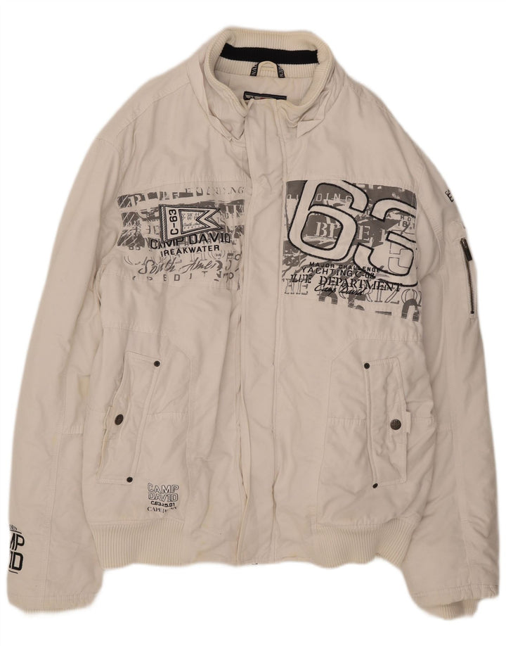 Jaqueta bomber masculina Camp David UK 46 3XL algodão branco