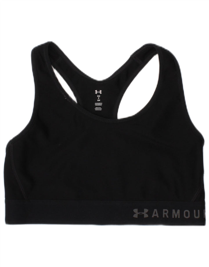 Sutiã esportivo gráfico feminino Under Armour pequeno esportivo preto de poliéster