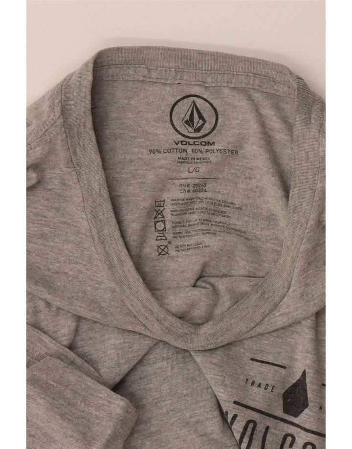 Camiseta masculina gráfica Volcom grande algodão manchado cinza
