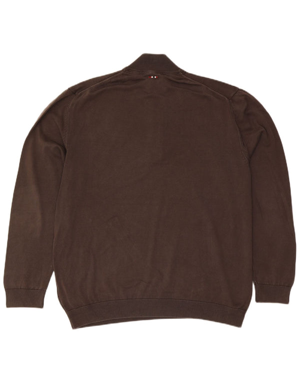 Suéter masculino Napapijri com zíper e gola 2XL algodão marrom