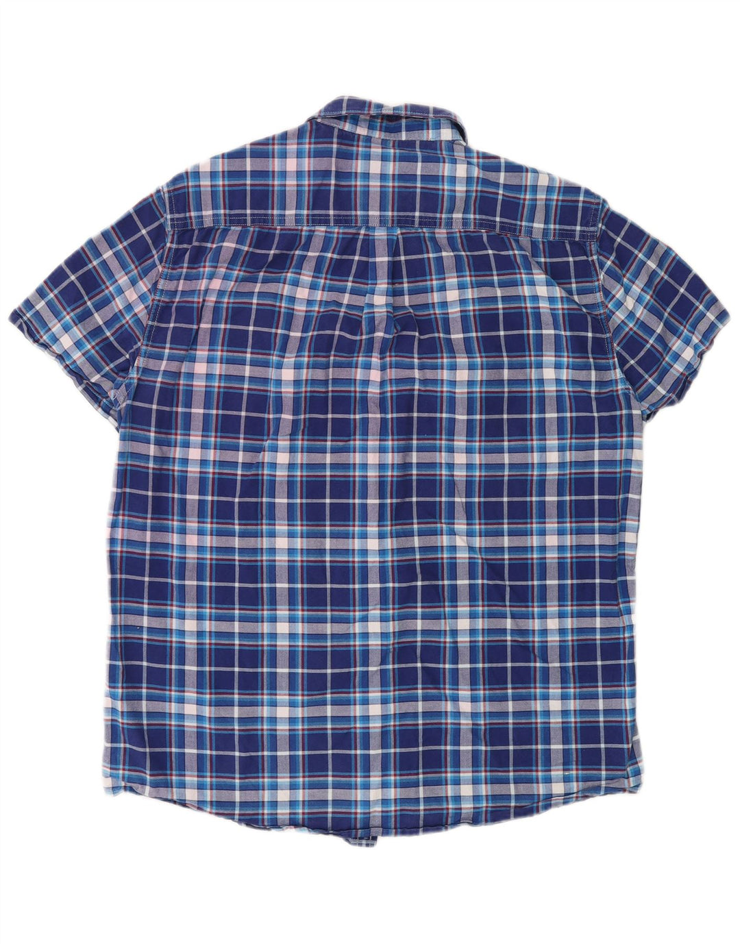 Camisa masculina Superdry de manga curta grande algodão xadrez azul