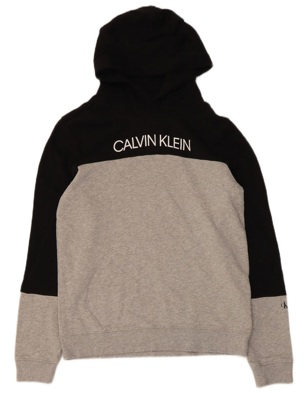 Moletom com capuz feminino Calvin Klein Jeans UK 12 médio preto colorblock