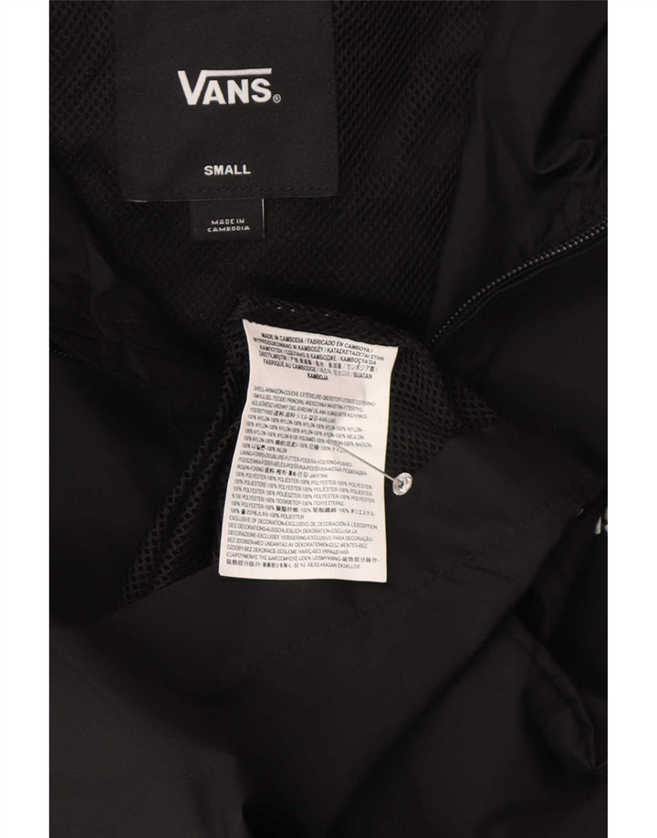 Jaqueta de chuva masculina Vans Graphic com capuz UK 36 pequena preta geométrica nylon