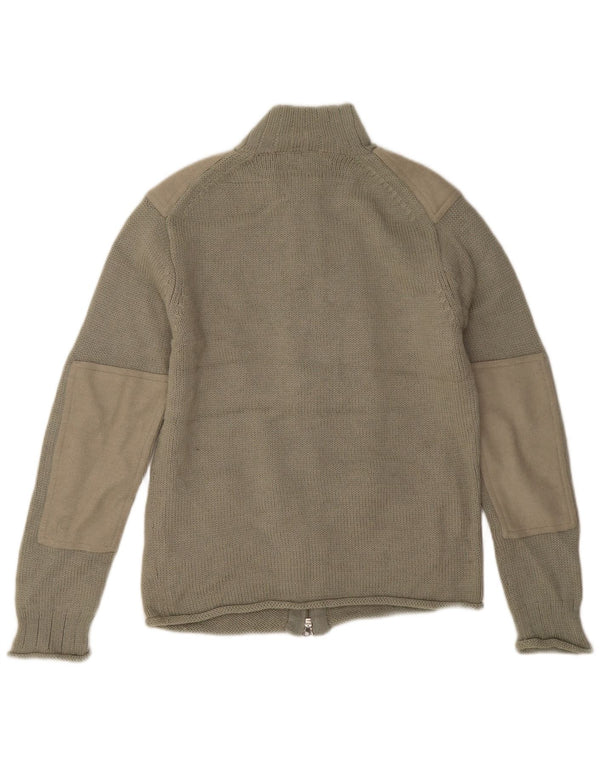 Suéter Cardigan Masculino French Connection Lã Colourblock Cáqui Médio