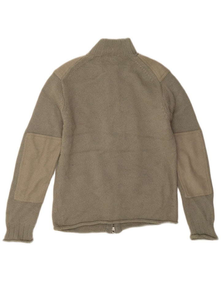 Suéter Cardigan Masculino French Connection Lã Colourblock Cáqui Médio