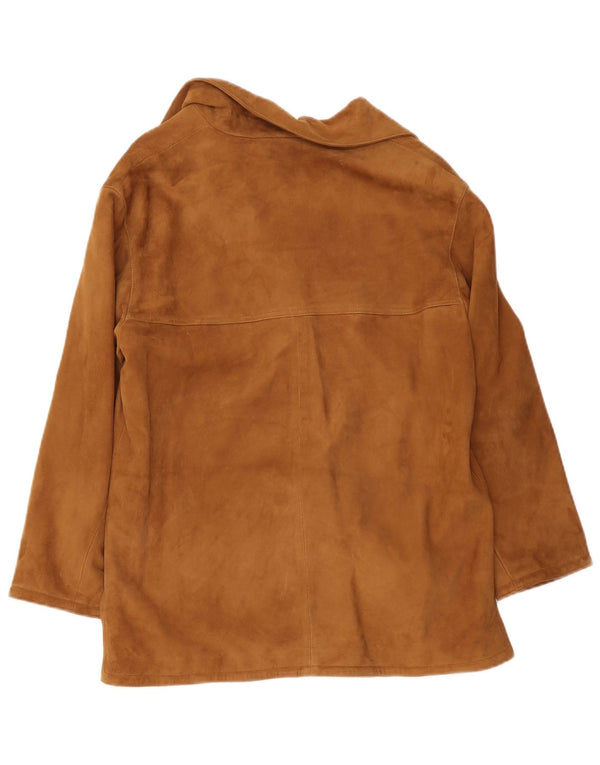 Jaqueta de camurça feminina vintage UK 16 grande bege