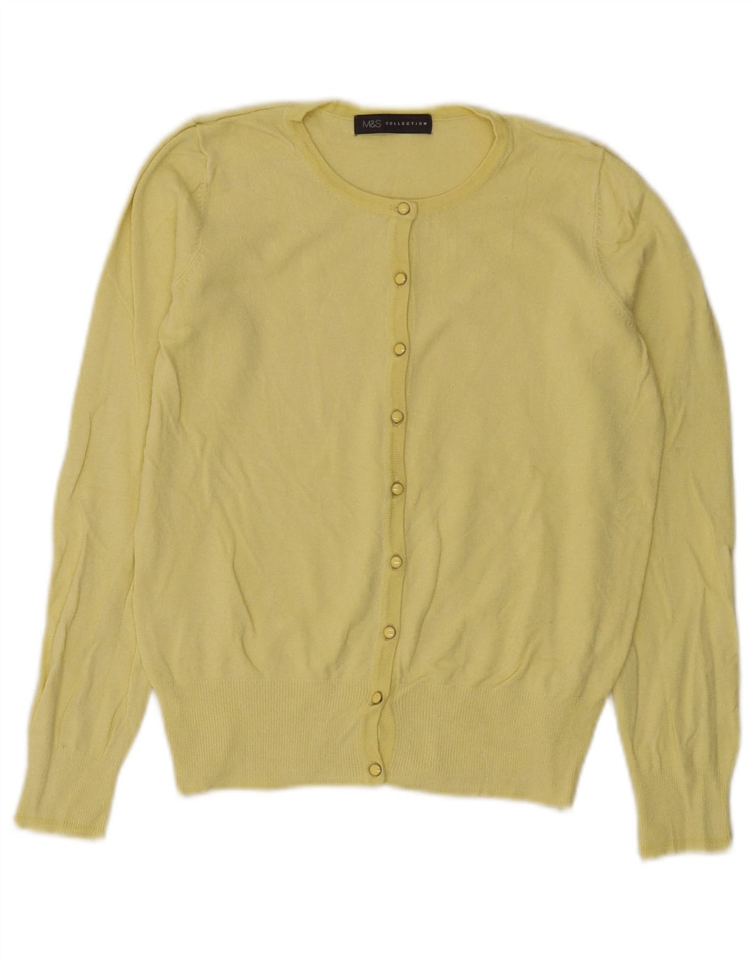 Suéter cardigã feminino Marks & Spencer Reino Unido 8 viscose amarela pequena