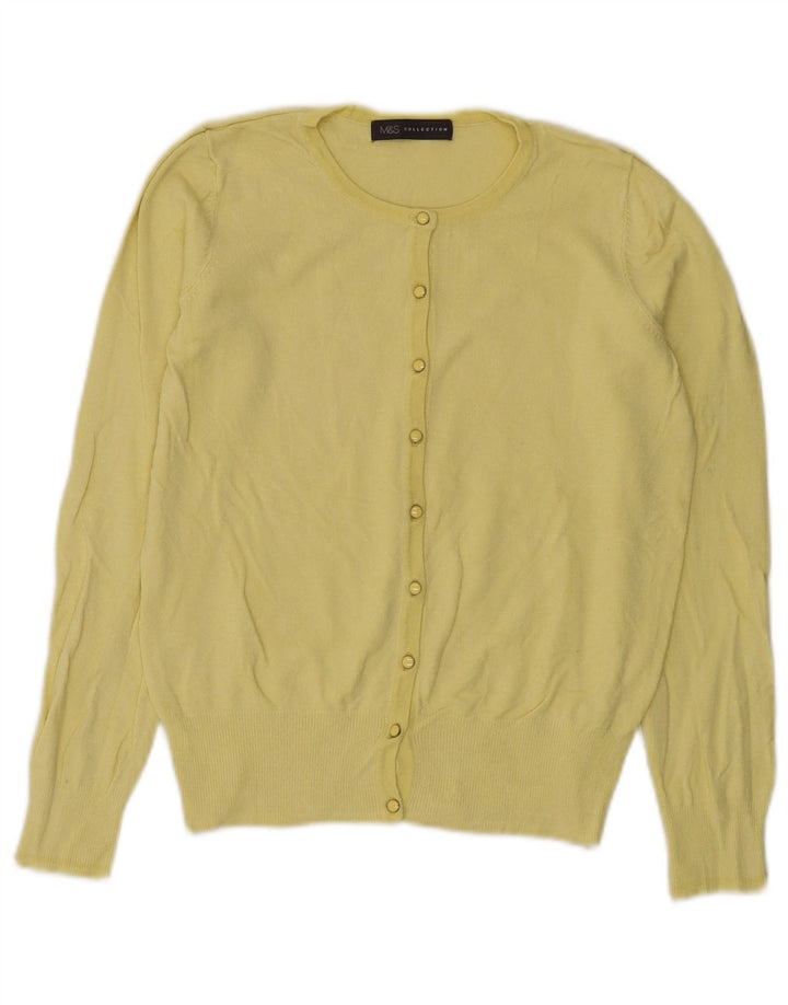 Suéter cardigã feminino Marks & Spencer Reino Unido 8 viscose amarela pequena