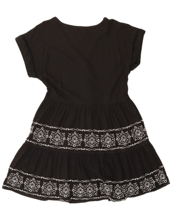 Próximo Vestido feminino em camadas UK 12 médio preto floral linho