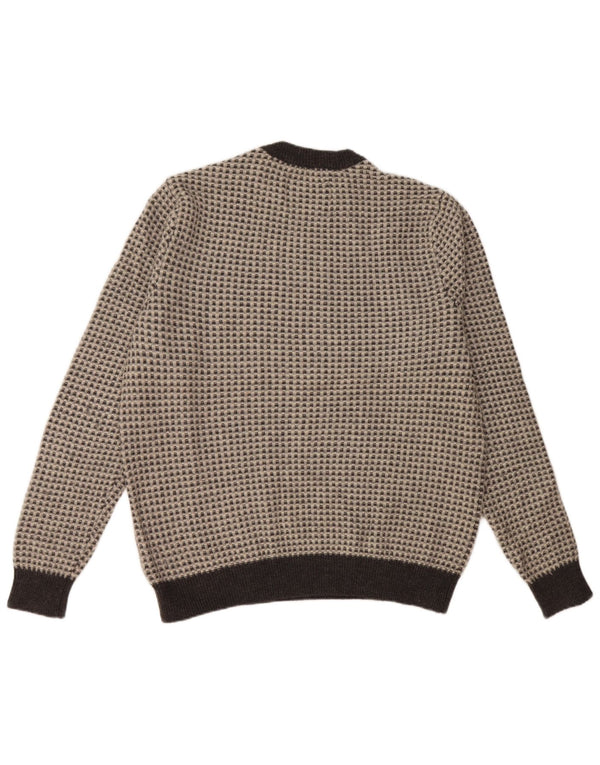 Suéter feminino JACK WILLS com gola redonda Reino Unido 20 2XL lã xadrez cinza