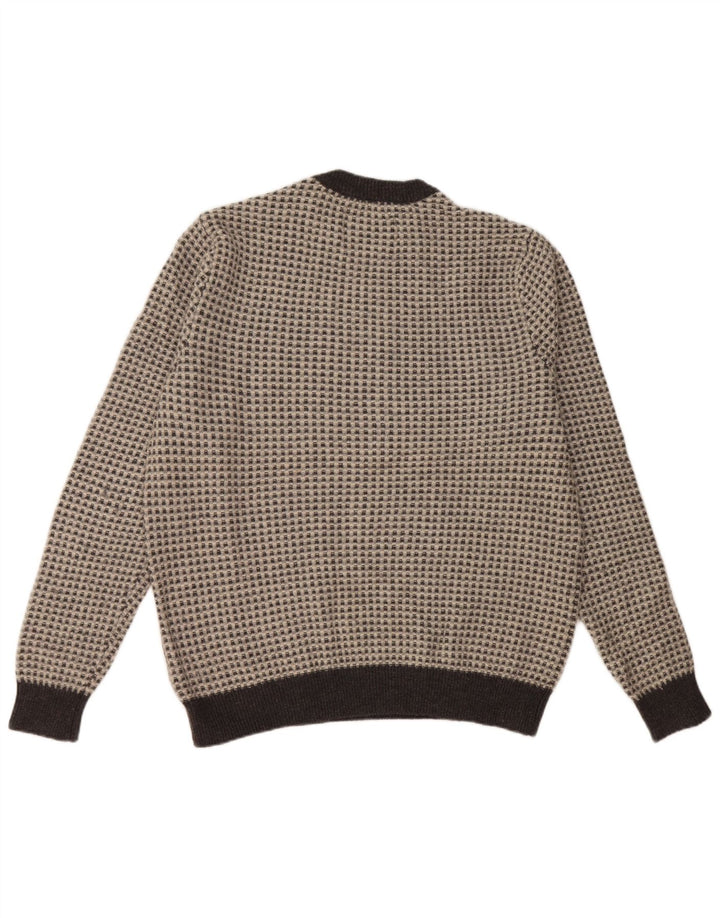 Suéter feminino JACK WILLS com gola redonda Reino Unido 20 2XL lã xadrez cinza