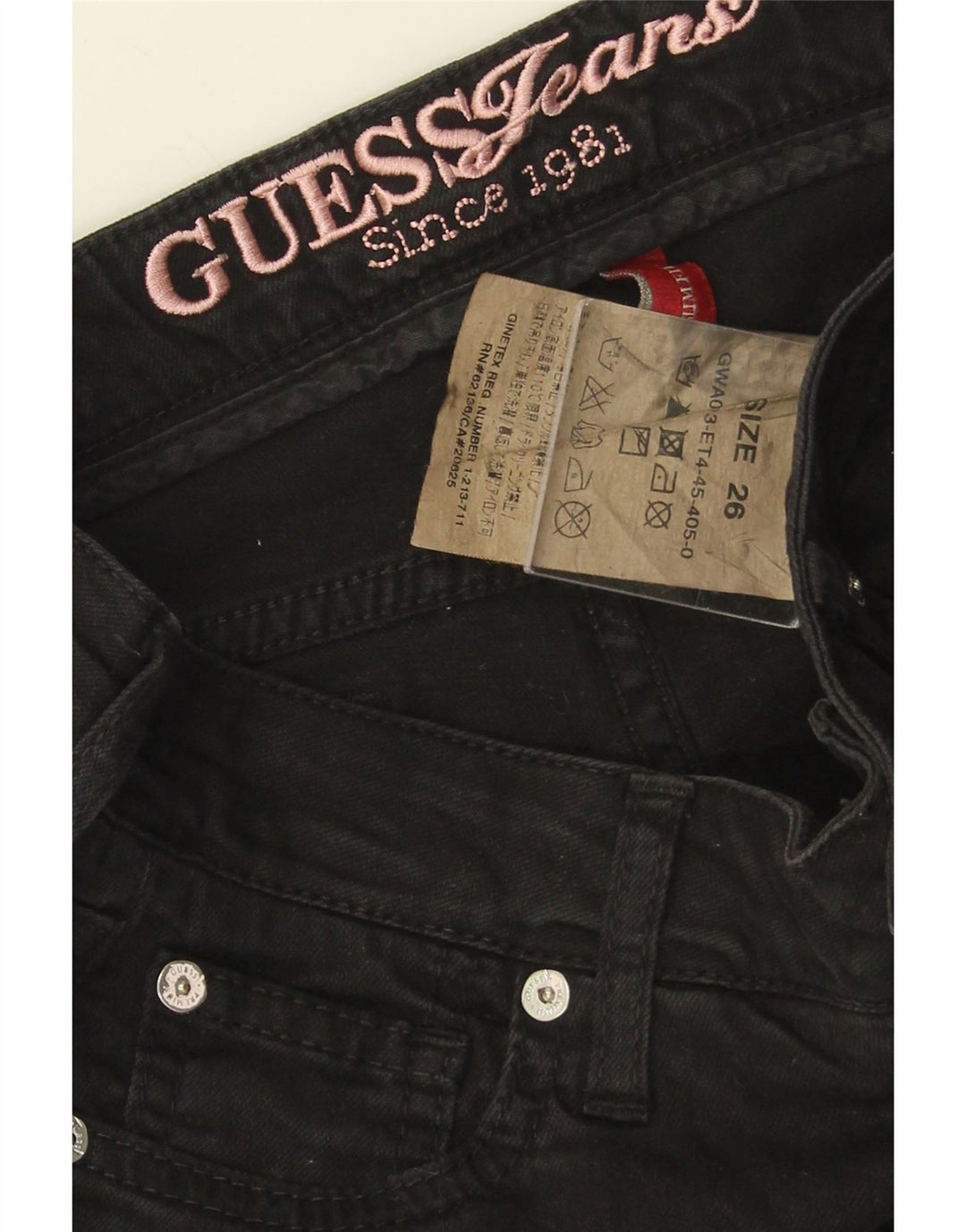 Jeans slim feminino GUESS W26 L28 algodão preto