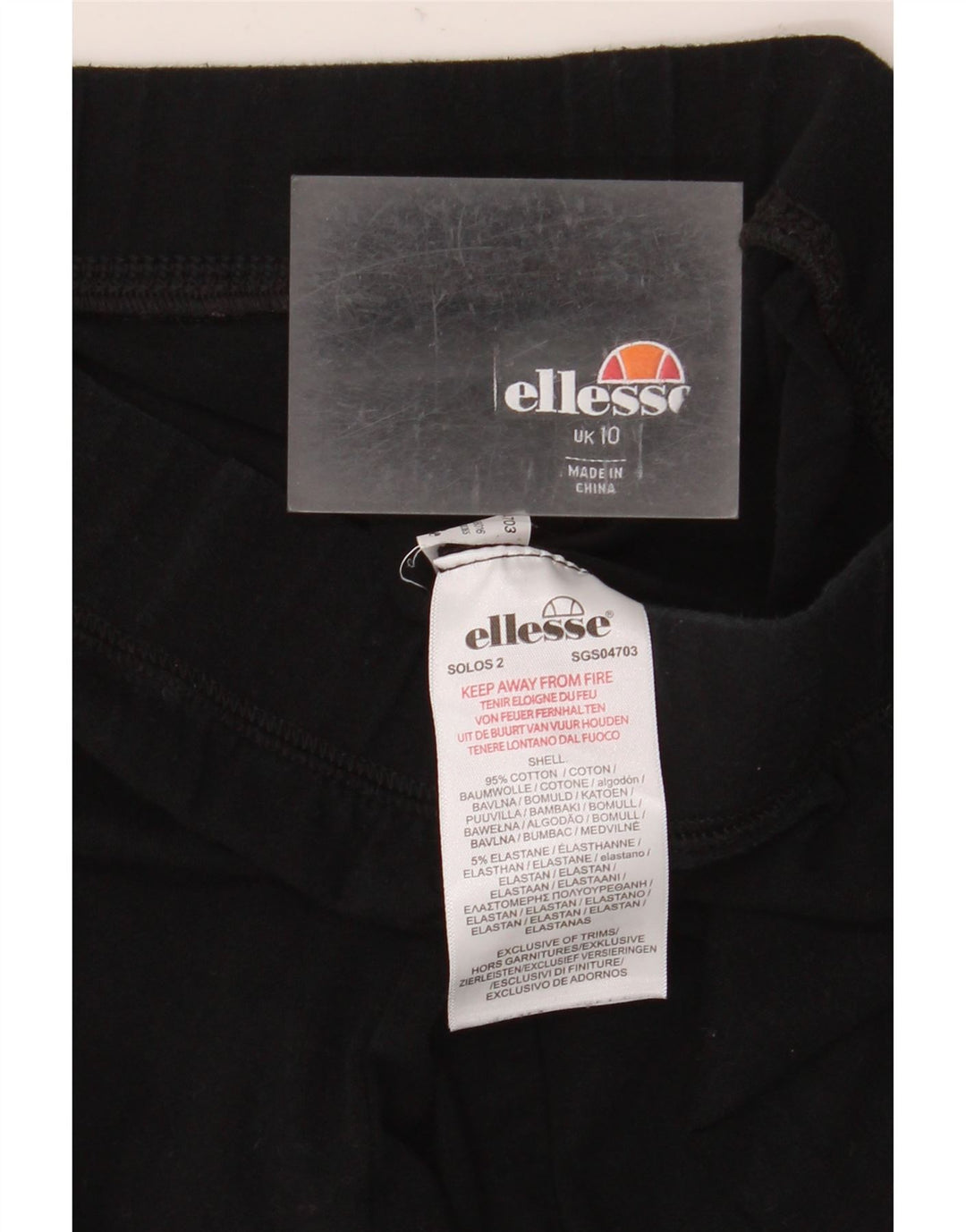 Ellesse Leggings Gráficos Femininos Reino Unido 10 Pequeno Algodão Preto