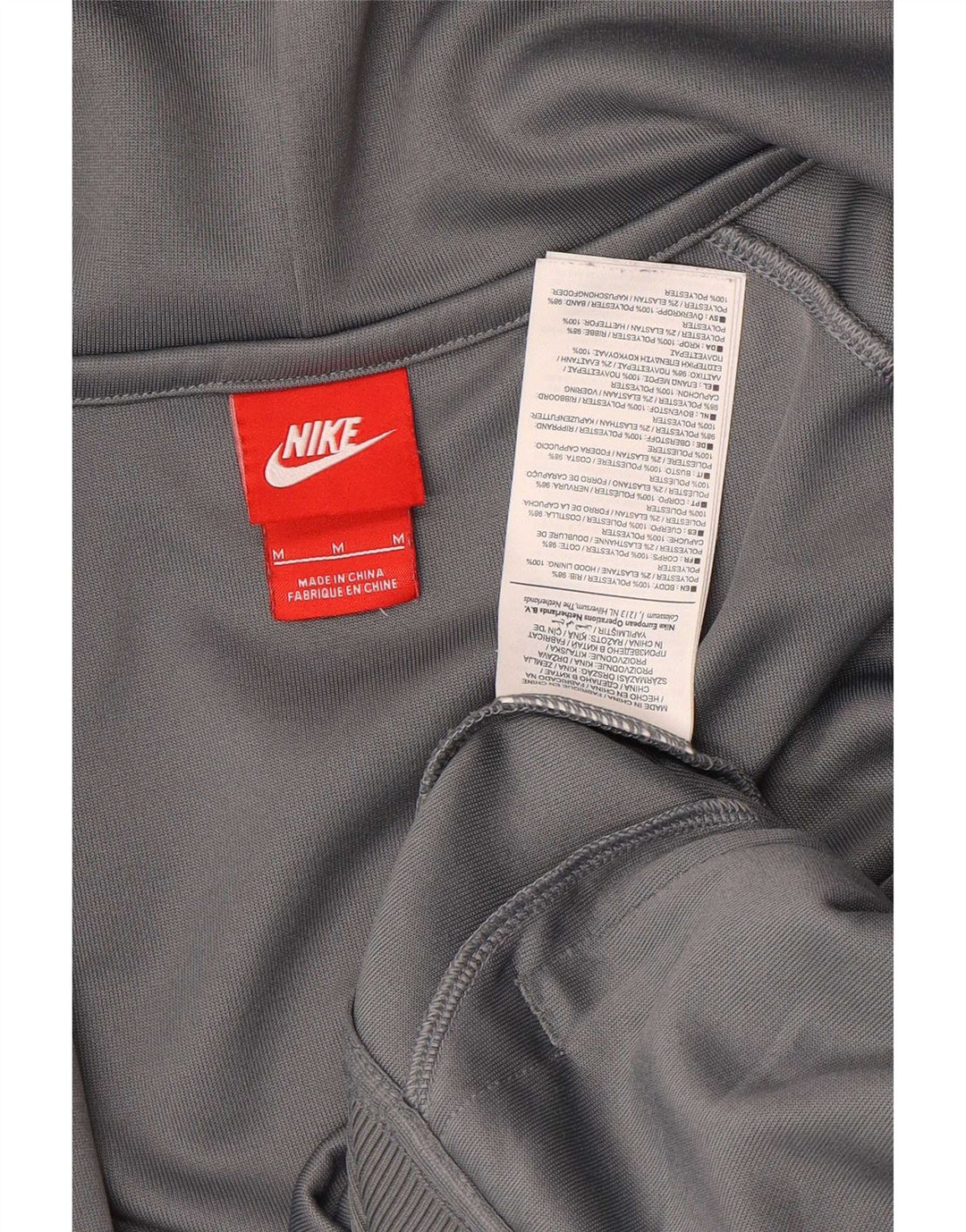 Suéter Nike masculino com capuz e zíper cinza médio colorblock poliéster