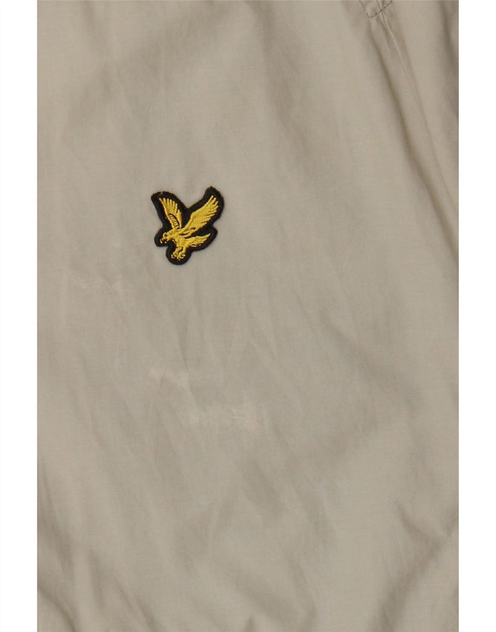 Jaqueta de chuva masculina Lyle & Scott com capuz UK 36 nylon bege pequeno