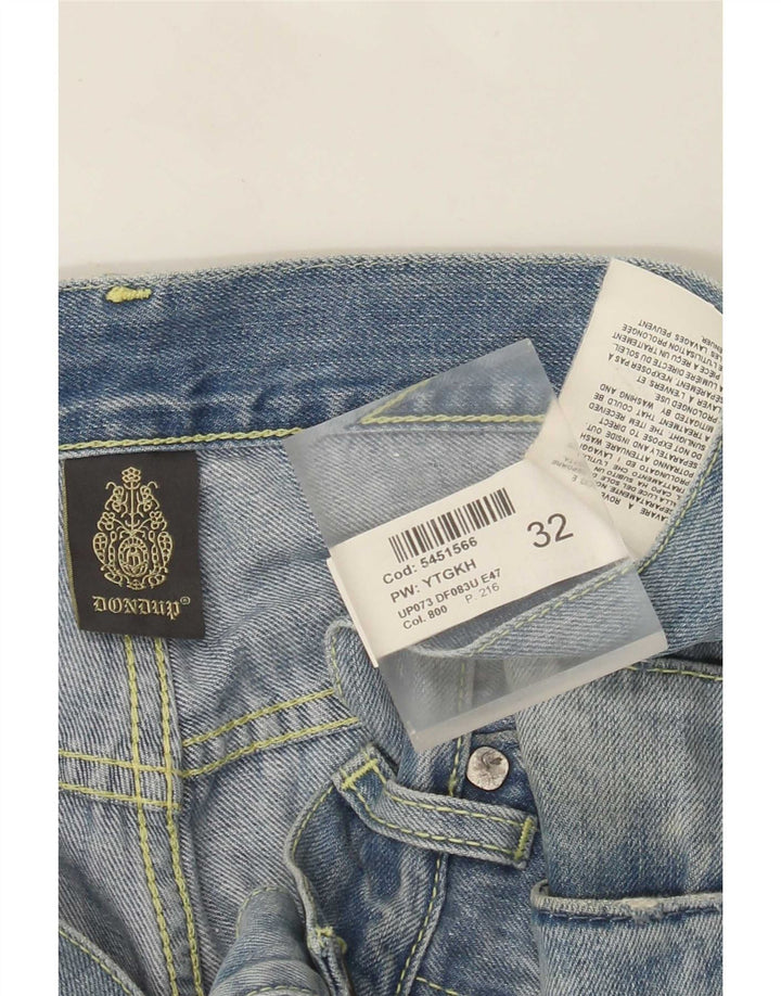Dondup Mens Straight Jeans W32 L30 Azul Algodão
