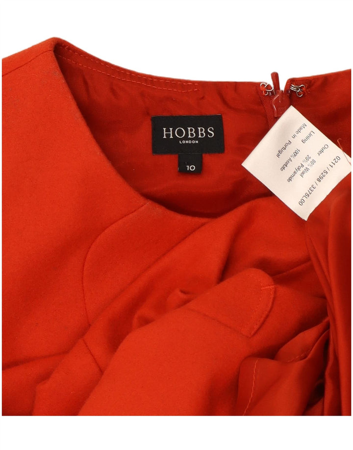 Vestido feminino Hobbs sem mangas com bainha UK 10 pequeno de lã vermelha