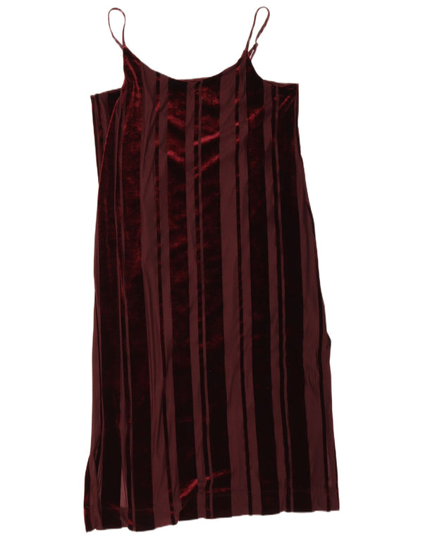 Vestido feminino de veludo Dkny UK 18 XL poliéster listrado cor de vinho