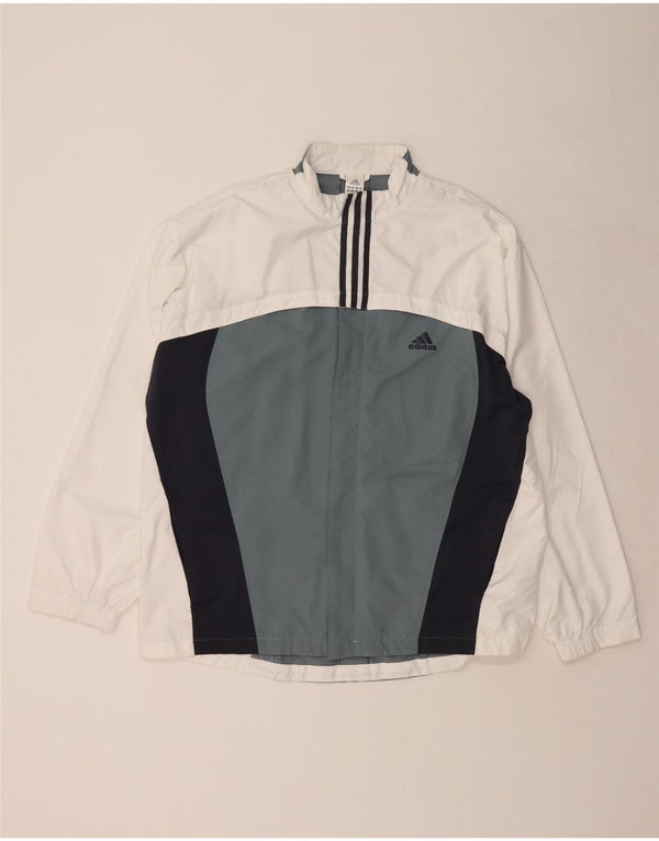 ADIDAS Mens Tracksuit Top Jacket UK 46/48 XL Branco Colourblock Poliéster