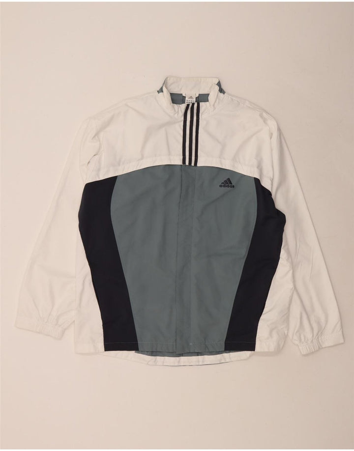 ADIDAS Mens Tracksuit Top Jacket UK 46/48 XL Branco Colourblock Poliéster