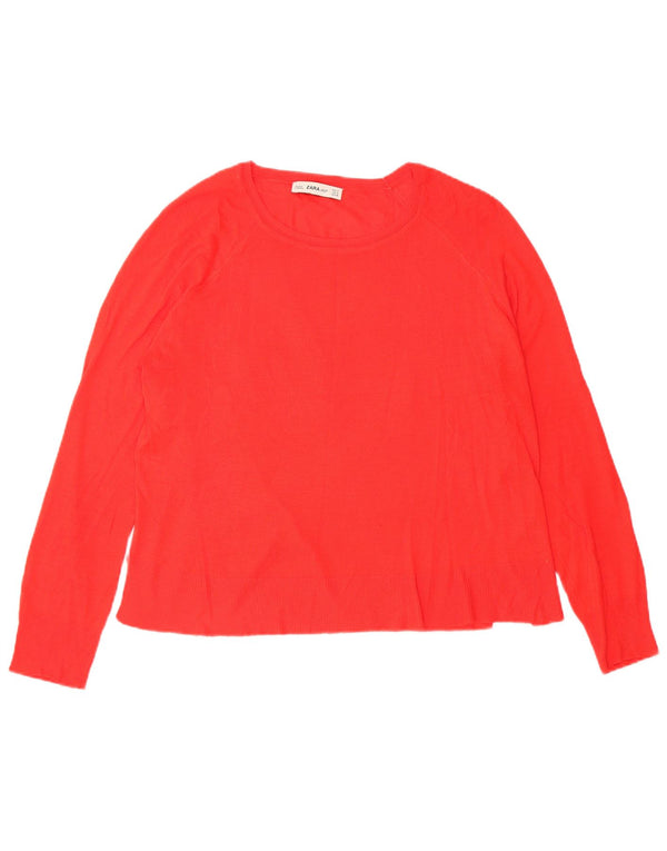 Zara Suéter feminino oversized com gola canoa Reino Unido 10 pequeno vermelho