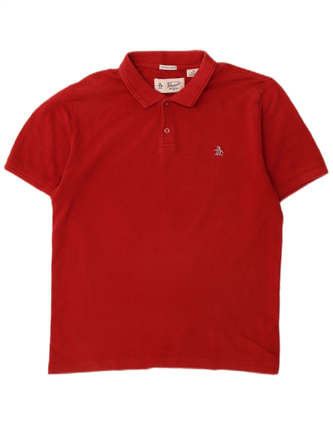 Camisa polo masculina Penguin Heritage Slim Fit algodão vermelho médio