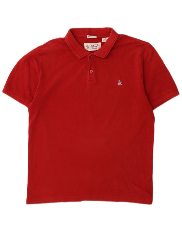 Camisa polo masculina Penguin Heritage Slim Fit algodão vermelho médio