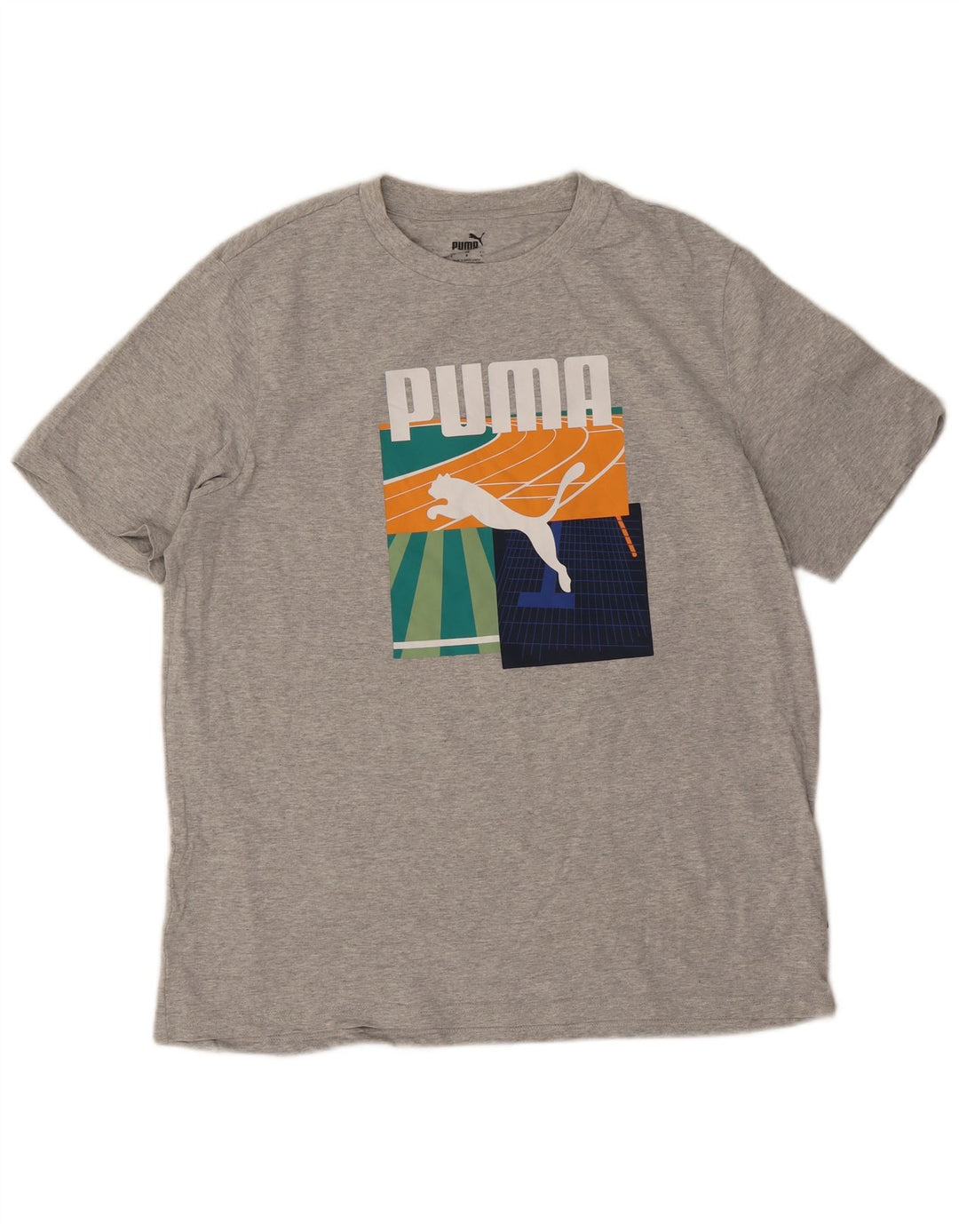 Camiseta masculina Puma Graphic Top grande algodão cinza
