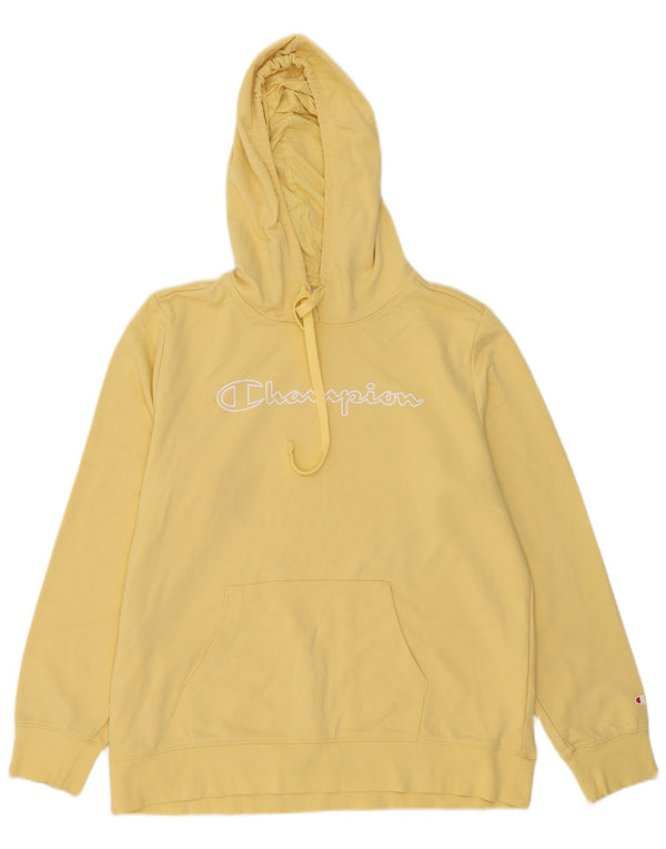 Jumper feminino com capuz gráfico Champion UK 20 2XL algodão amarelo