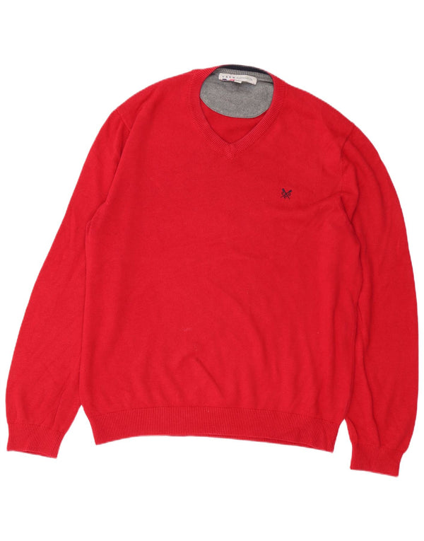 Crew Clothing Suéter masculino com decote em V XL algodão vermelho