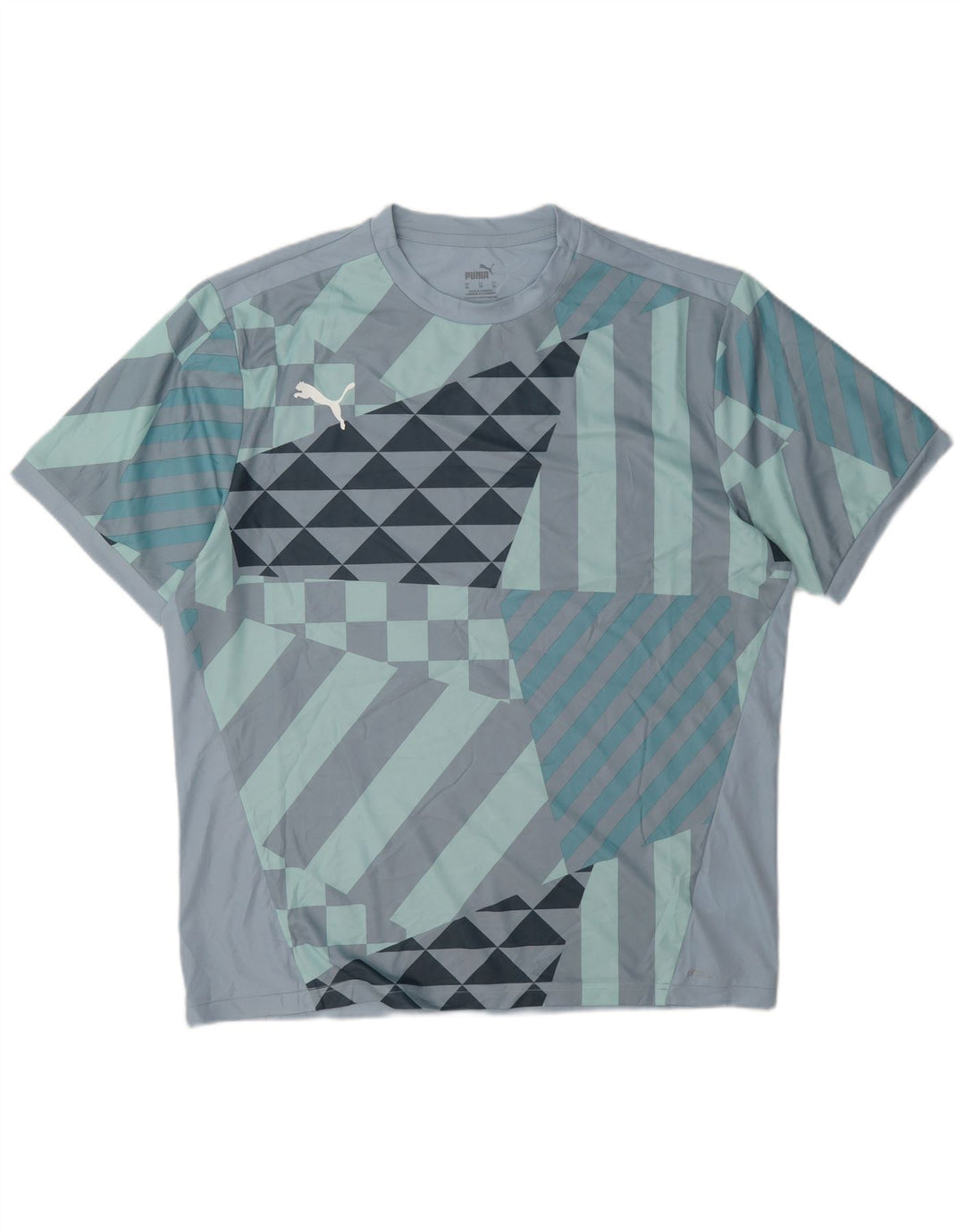 Puma Mens T-Shirt Top XL Poliéster Geométrico Azul