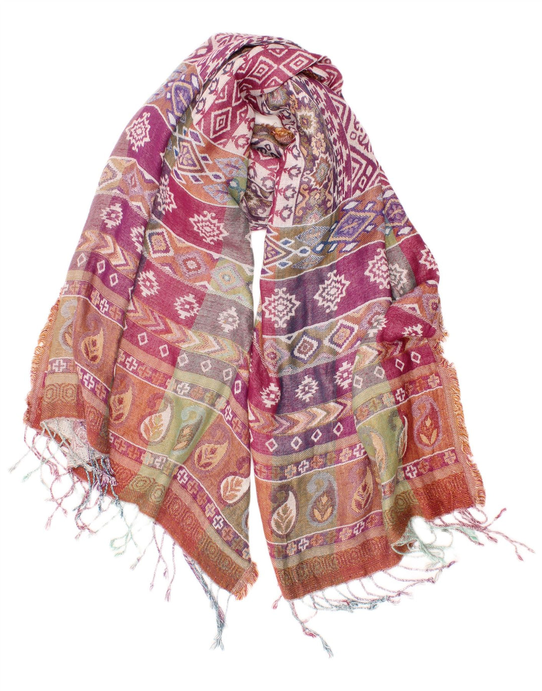 Lenço feminino Monsoon retangular tamanho único multicolorido Fair Isle Bohemian