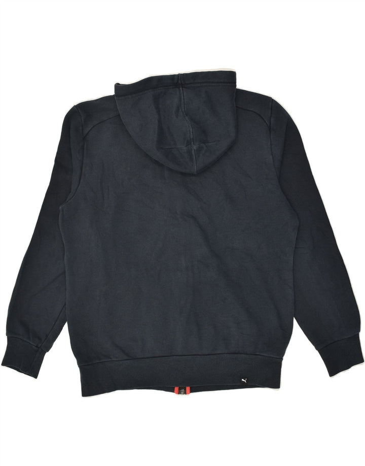 PUMA Mens Graphic Zip Hoodie Sweater Medium Navy Blue Cotton | Vintage Puma | Thrift | Second-Hand Puma | Used Clothing | Messina Hembry 