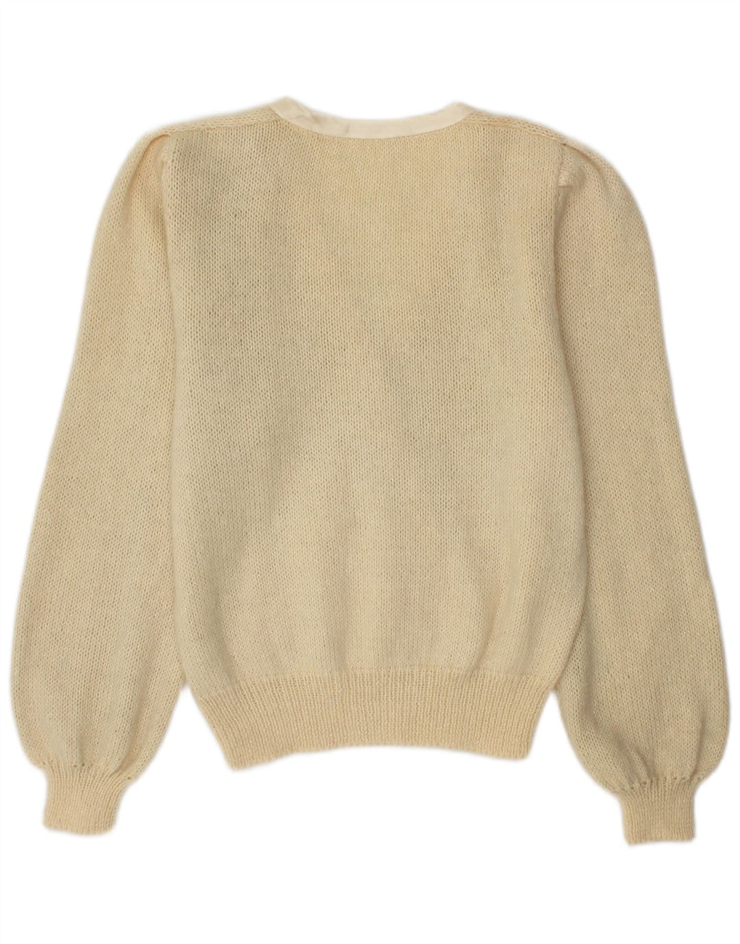 Suéter feminino vintage com decote em V Reino Unido 14 bege médio